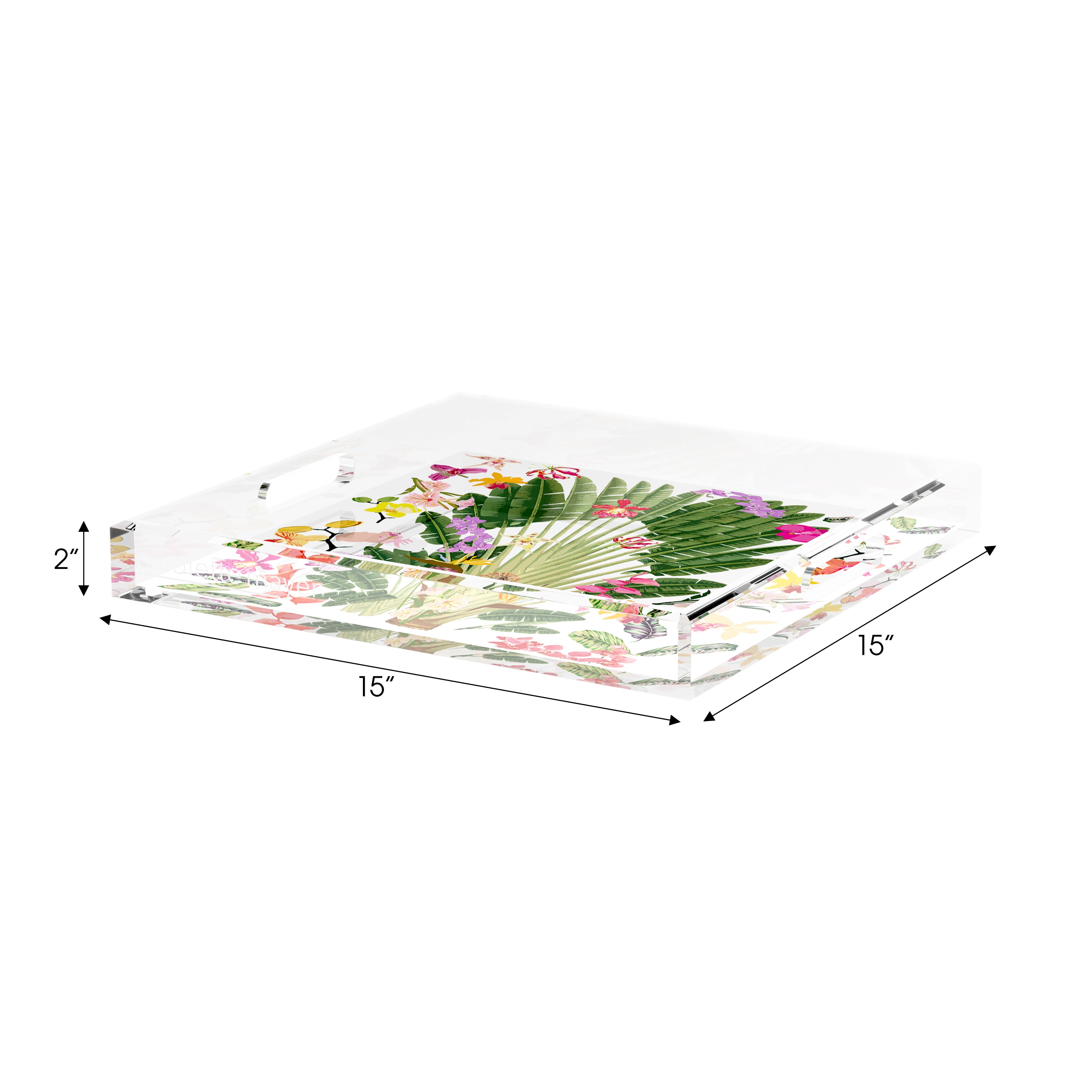 Fantasy Tropical White 15X15 Acrylic Tray - nicolettemayer.com
