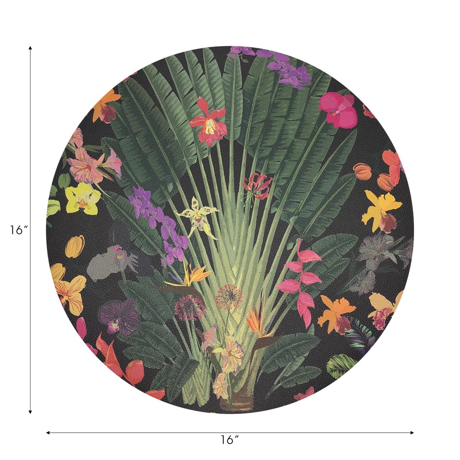 Fantasy Tropical Black 16&quot; Round Pebble Placemats, Set of 4 - nicolettemayer.com
