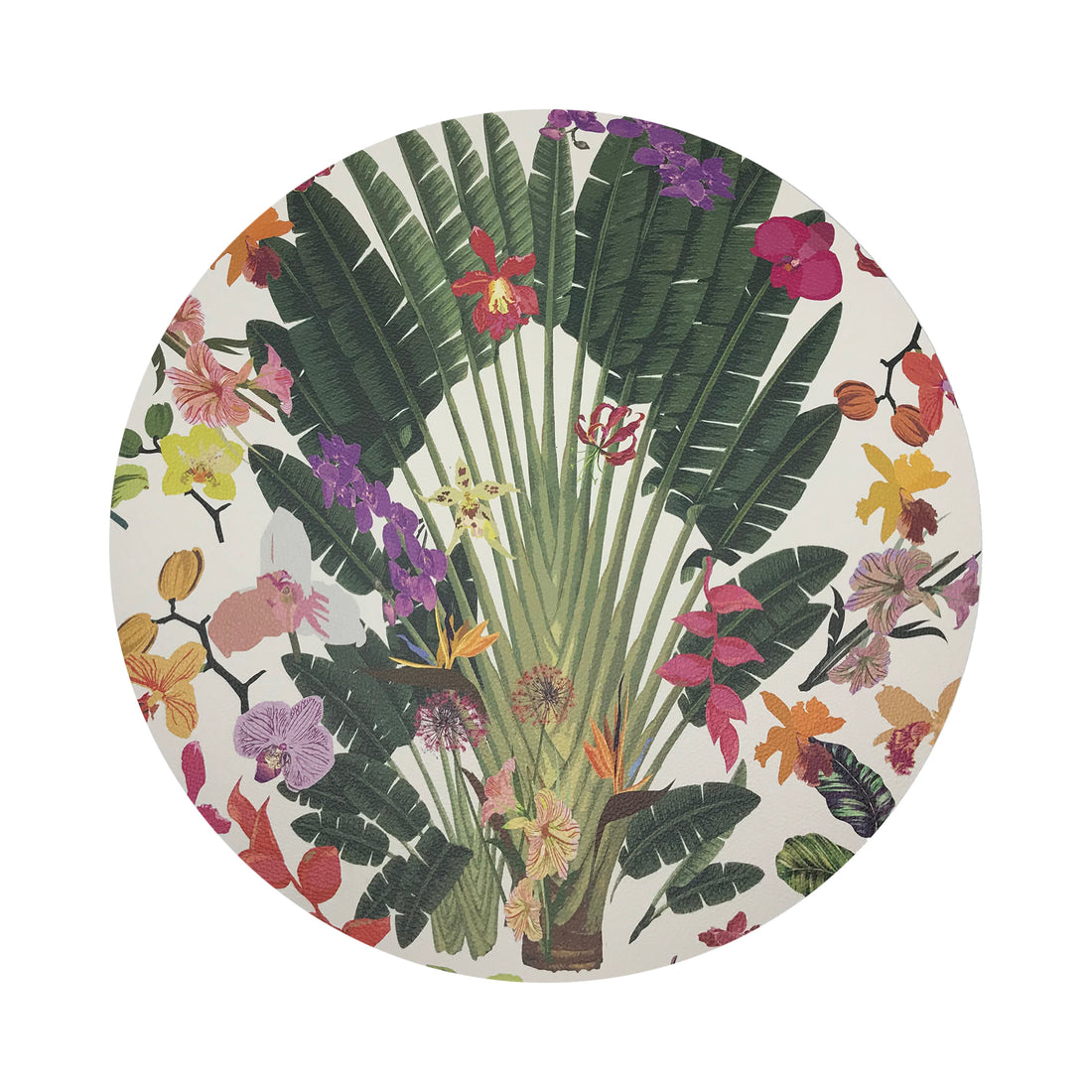 Fantasy Tropical White 16&quot; Round Pebble Placemat, Set Of 4
