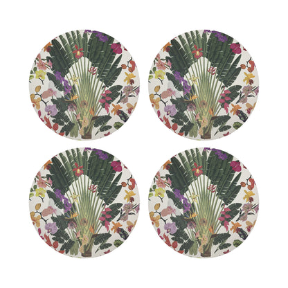 Fantasy Tropical White 16&quot; Round Pebble Placemats, Set of 4 - nicolettemayer.com
