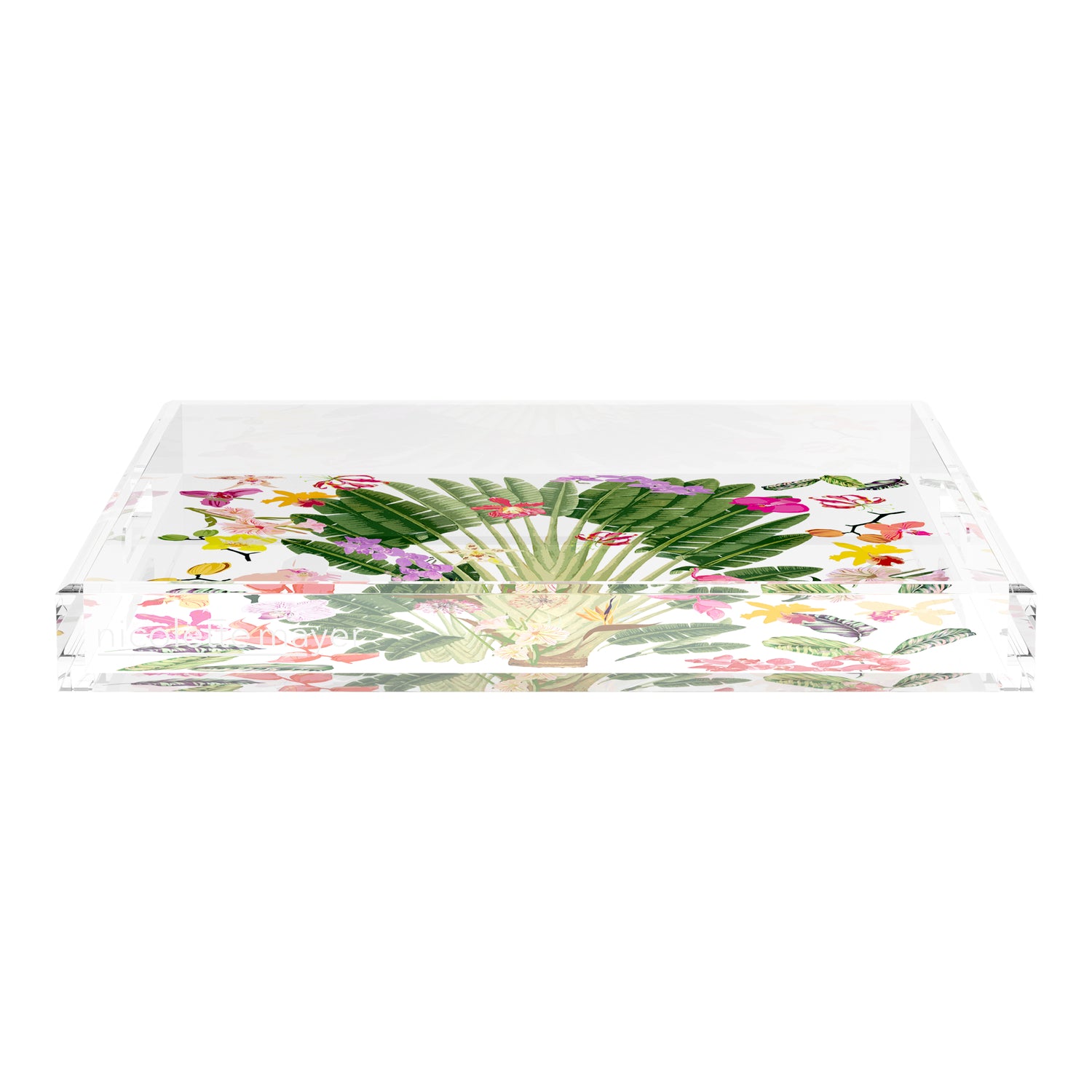 Fantasy Tropical White 18X18 Acrylic Tray - nicolettemayer.com
