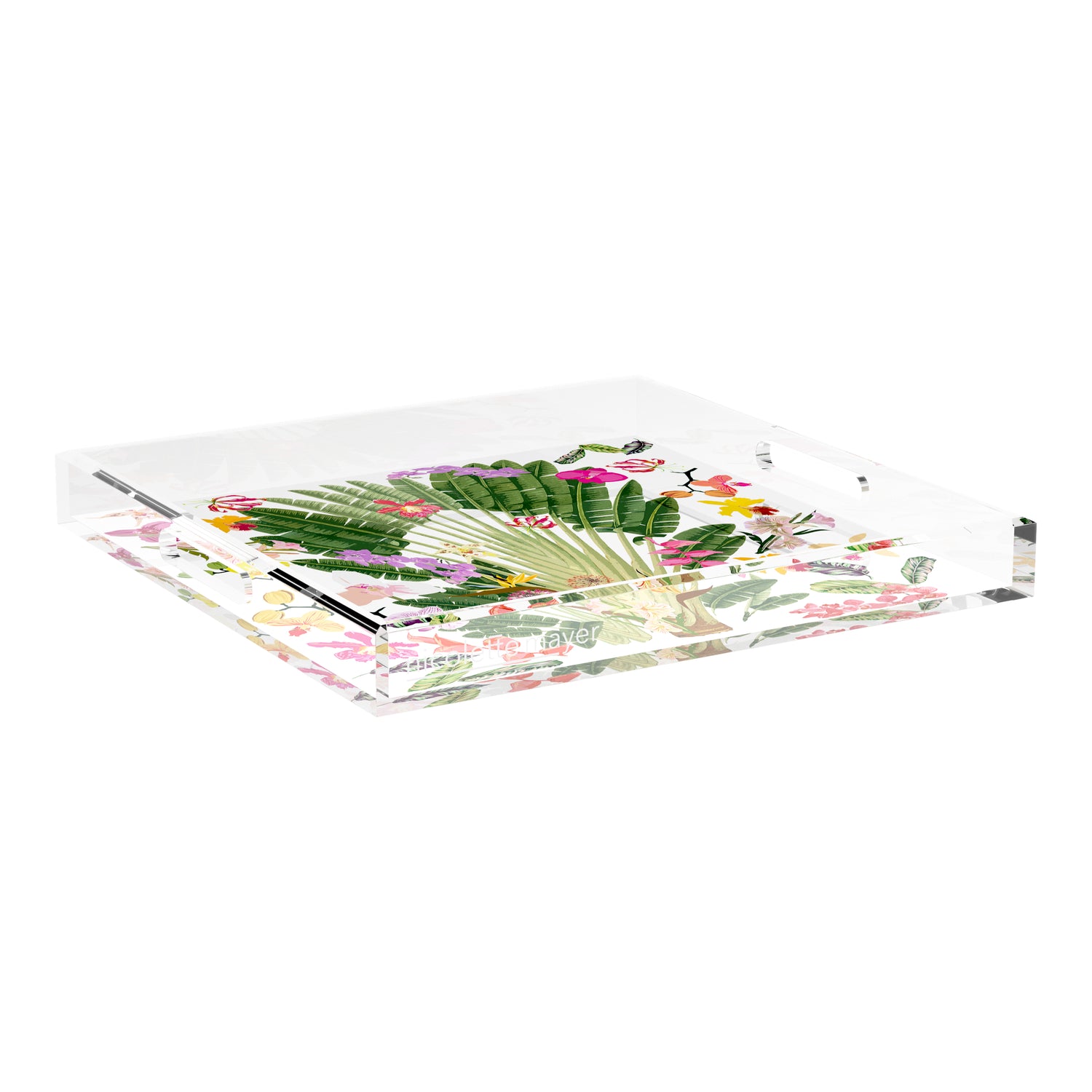 Fantasy Tropical White 18X18 Acrylic Tray - nicolettemayer.com

