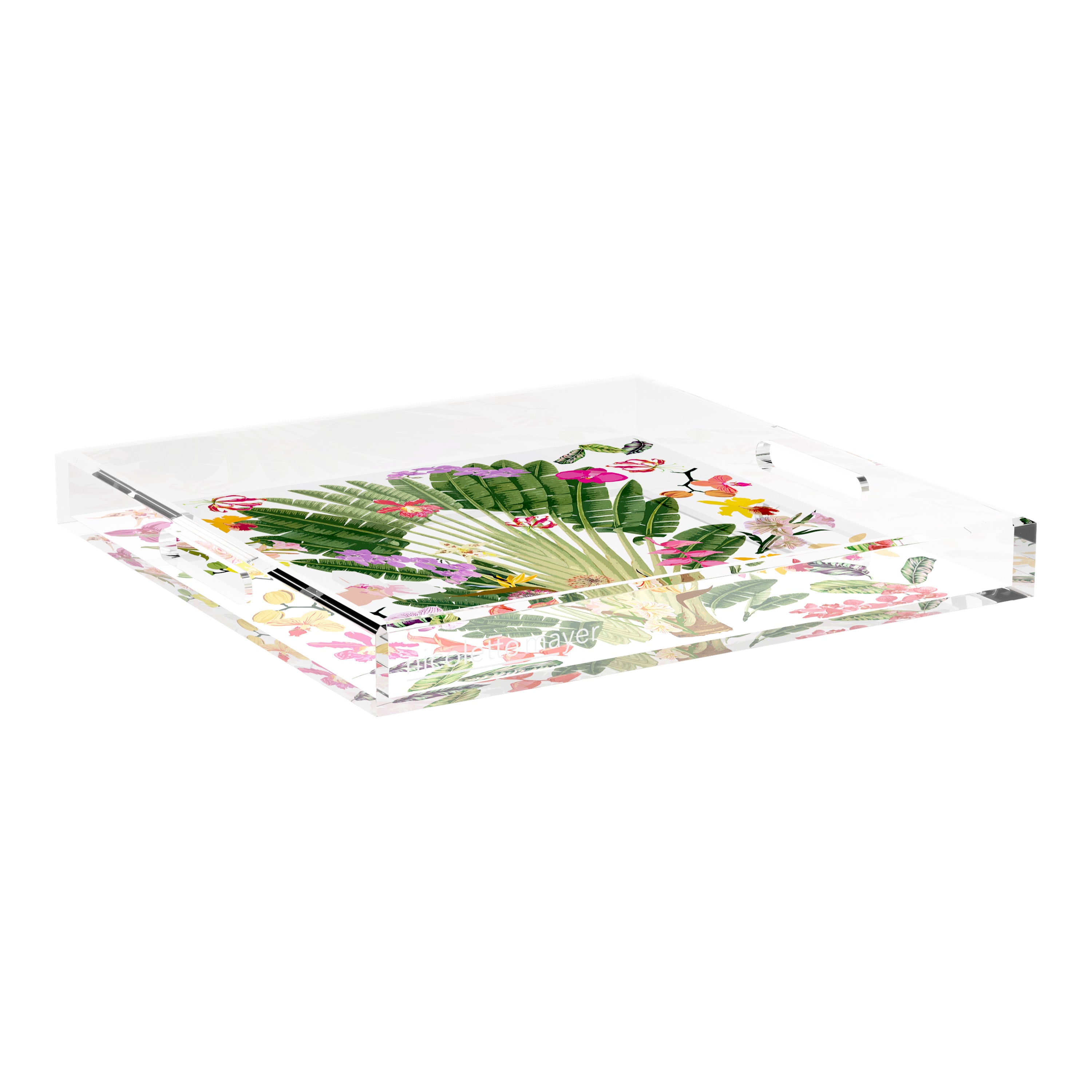 Fantasy Tropical White 18X18 Acrylic Tray - nicolettemayer.com
