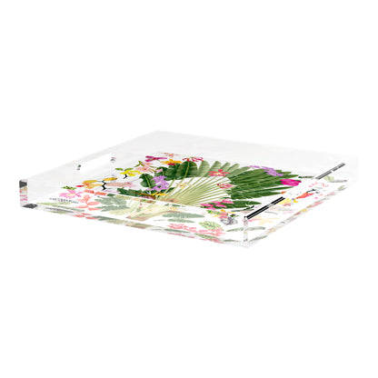 Fantasy Tropical White 18X18 Acrylic Tray - nicolettemayer.com
