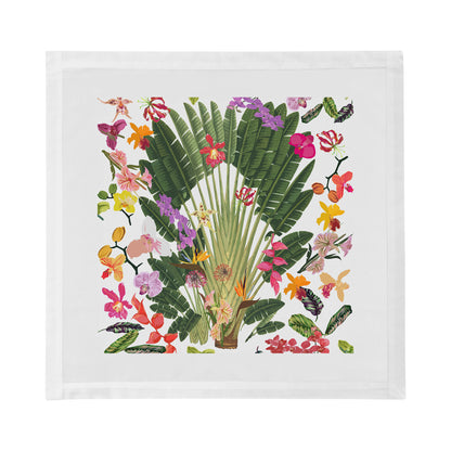 Fantasy Tropical White Cotton Sateen Dinner Napkins
