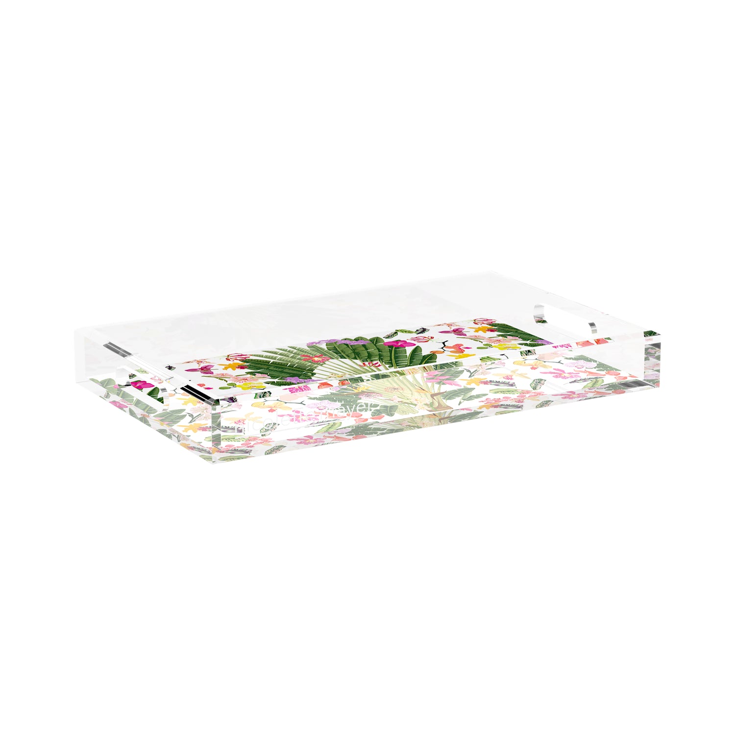 Fantasy Tropical White 17X10.5 Acrylic Tray - nicolettemayer.com

