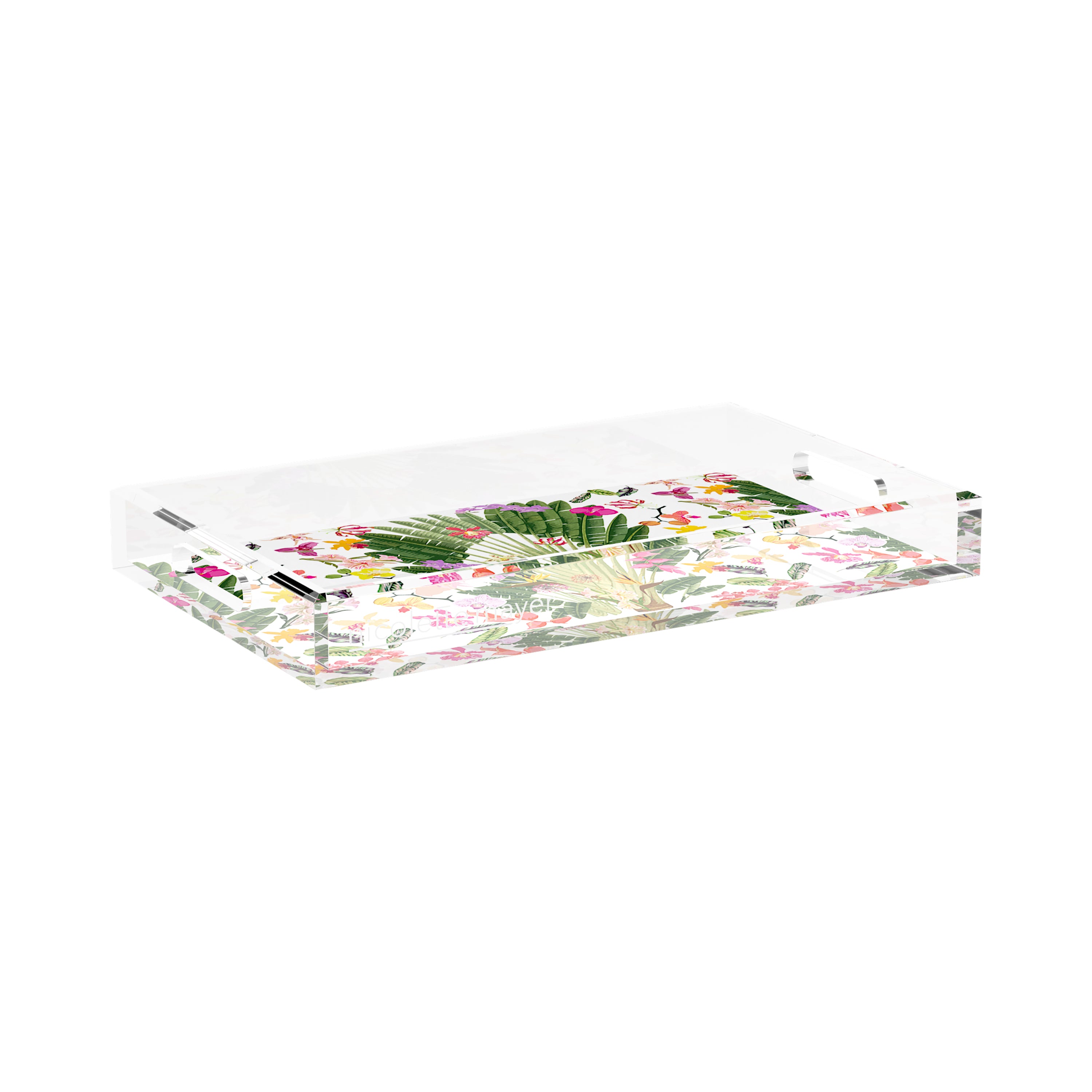 Fantasy Tropical White 17X10.5 Acrylic Tray - nicolettemayer.com

