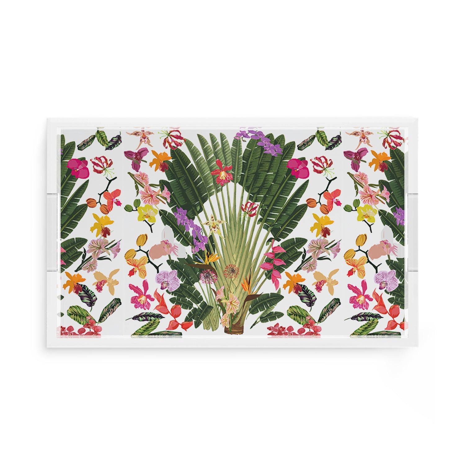 Fantasy Tropical White 17X10.5 Acrylic Tray - nicolettemayer.com
