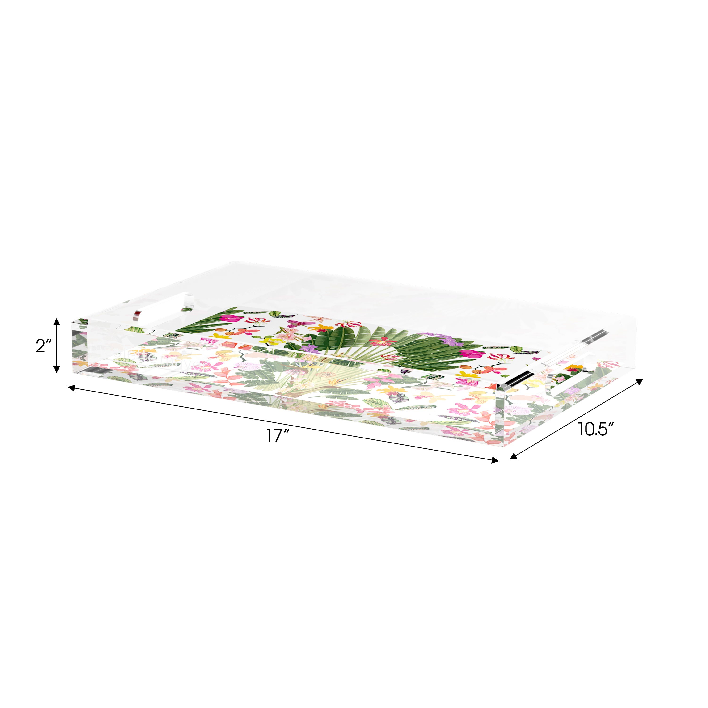 Fantasy Tropical White 17X10.5 Acrylic Tray - nicolettemayer.com

