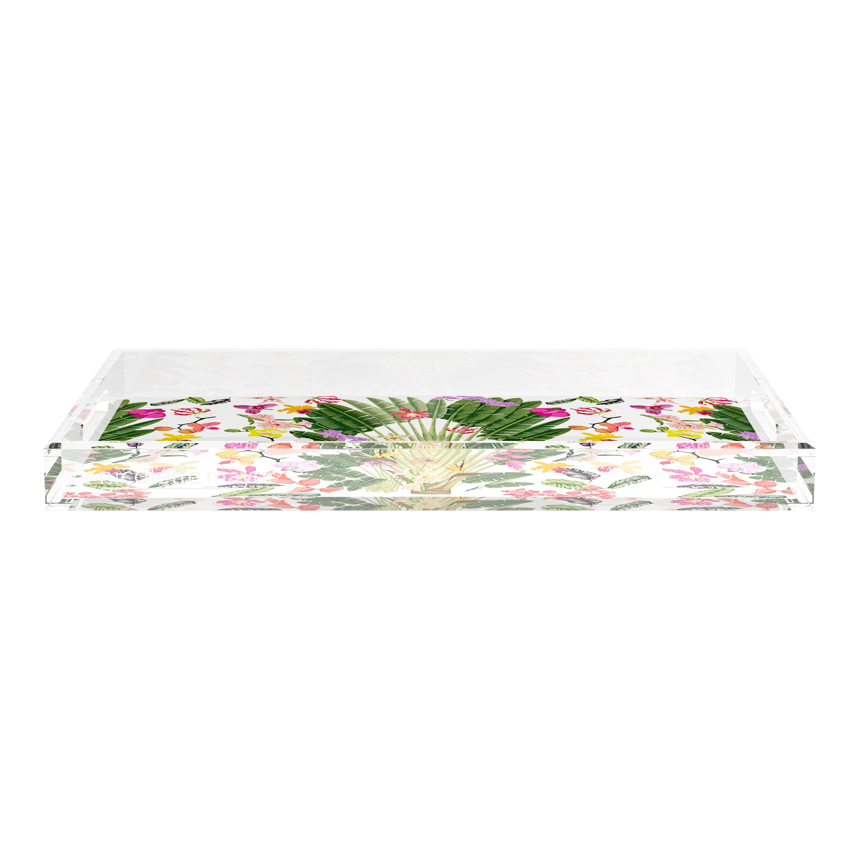 Fantasy Tropical White 22.5X14.5 Acrylic Tray - nicolettemayer.com
