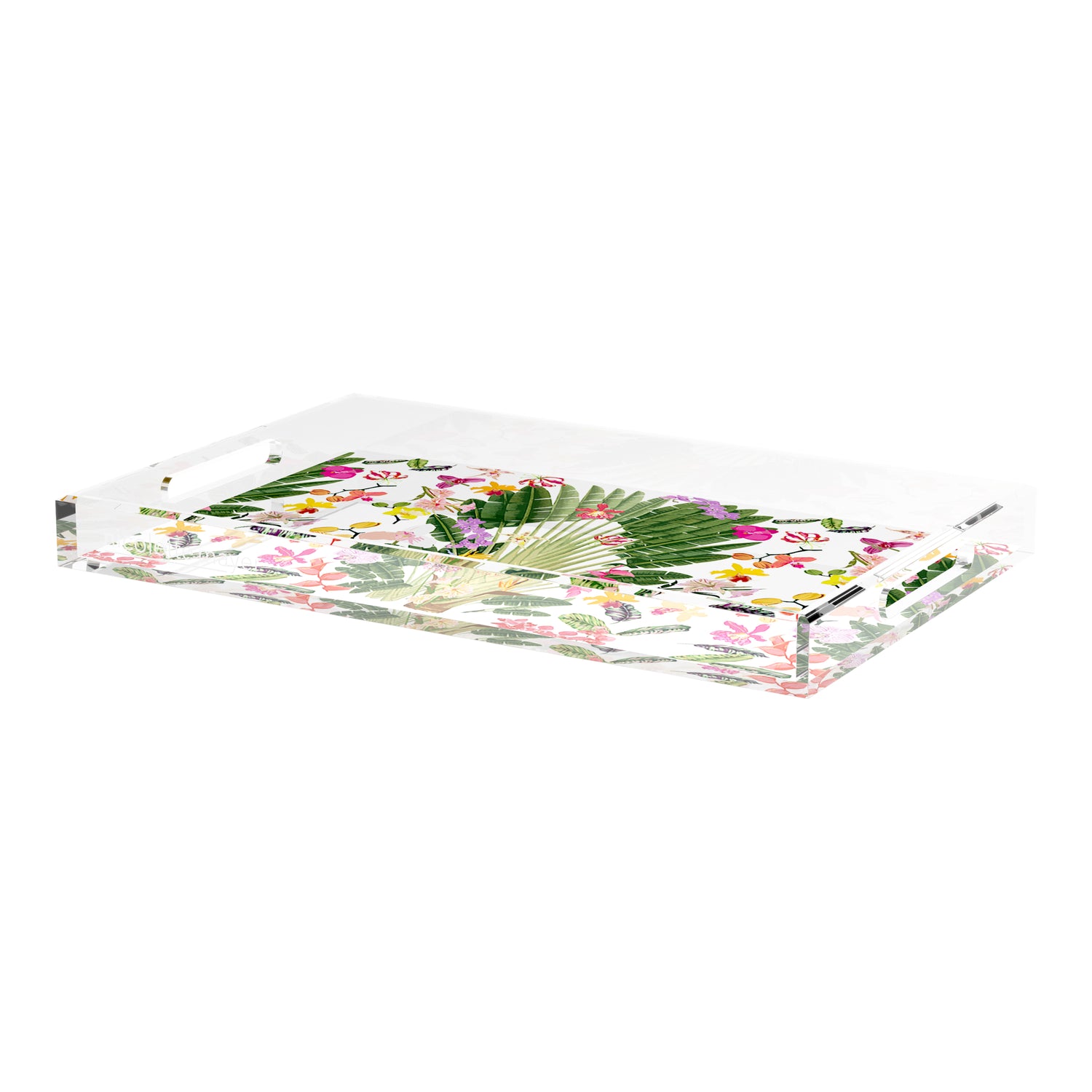 Fantasy Tropical White 22.5X14.5 Acrylic Tray - nicolettemayer.com
