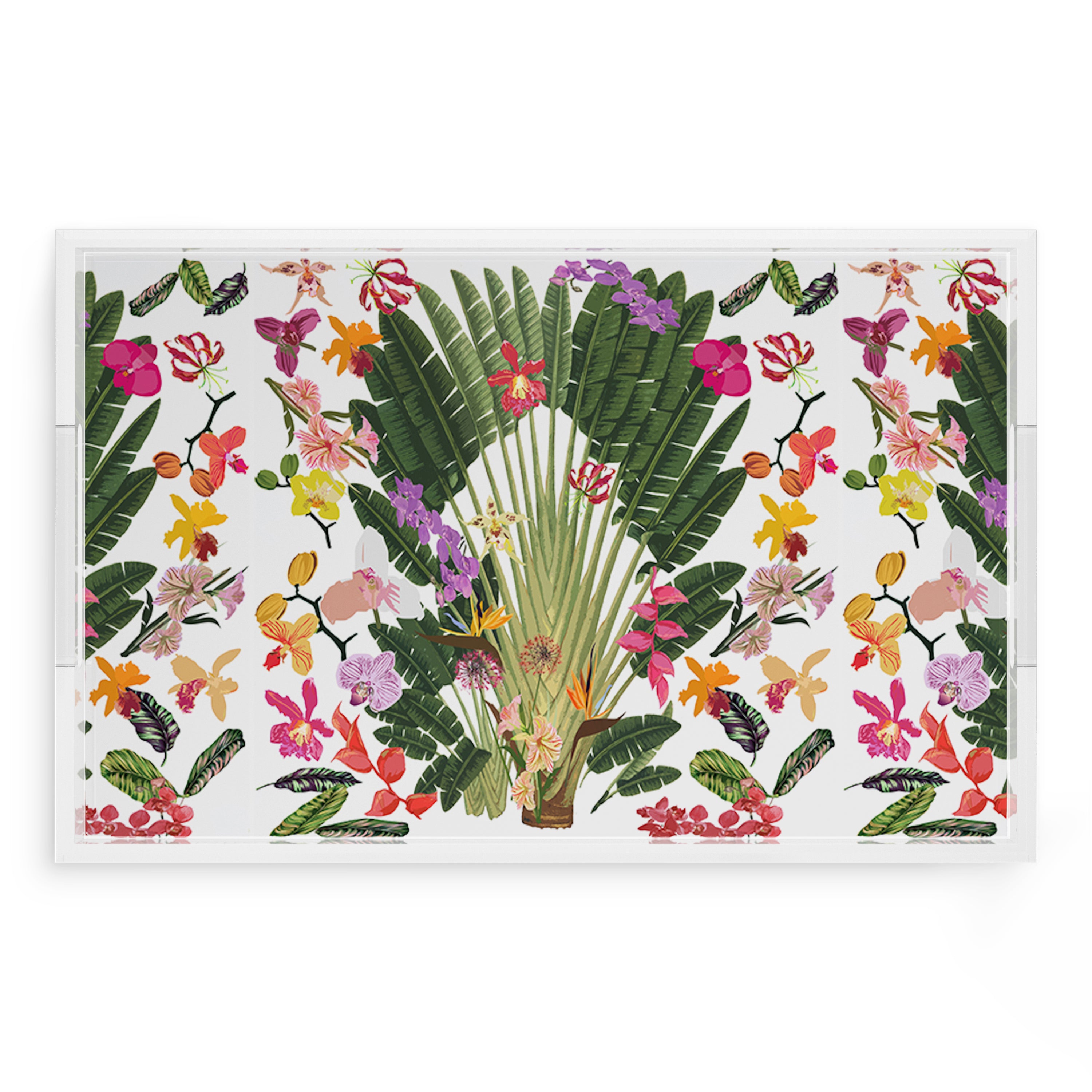 Fantasy Tropical White 22.5X14.5 Acrylic Tray - nicolettemayer.com
