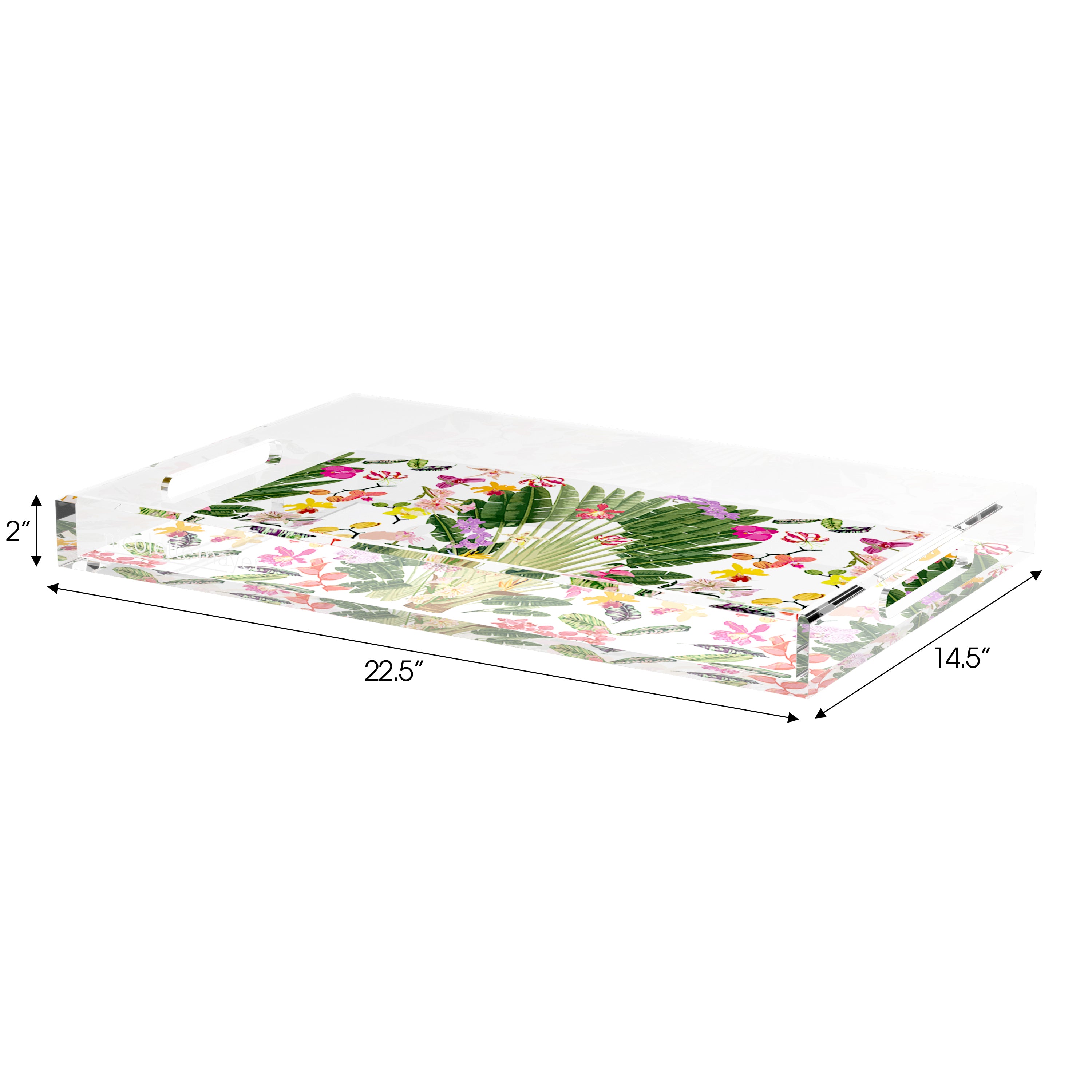 Fantasy Tropical White 22.5X14.5 Acrylic Tray - nicolettemayer.com
