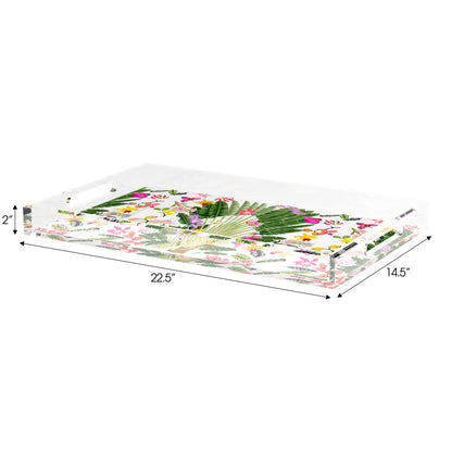 Fantasy Tropical White 22.5X14.5 Acrylic Tray - nicolettemayer.com
