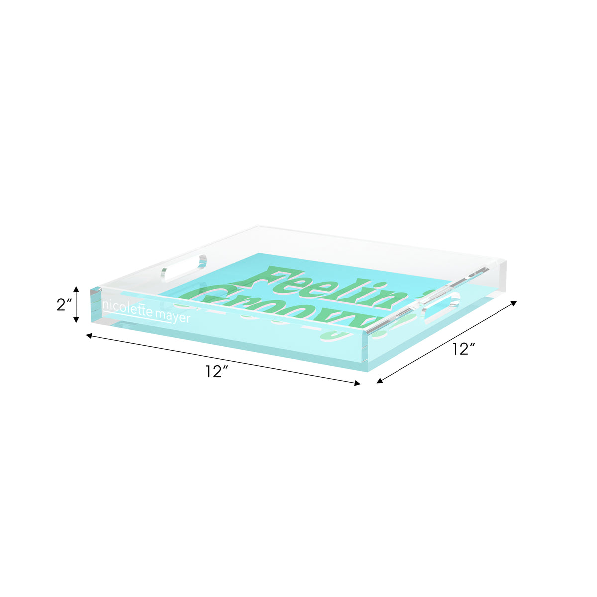 Feelin Groovy Blue Green White Acrylic Decorative Tray, 12 x 12 in. by Nicolette Mayer 