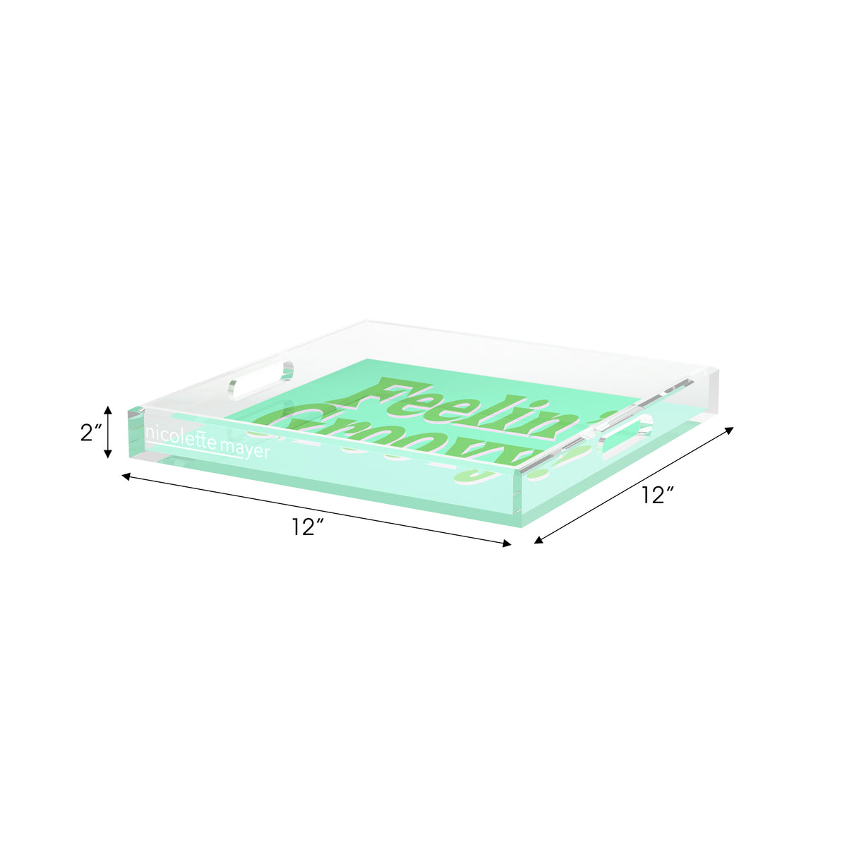 Feelin Groovy Green Pink Avocado Acrylic Decorative Tray, 12 x 12 in. by Nicolette Mayer 