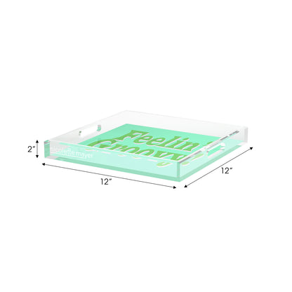 Feelin Groovy Green Pink Avocado Acrylic Decorative Tray, 12 x 12 in. by Nicolette Mayer 