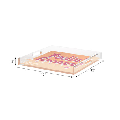 Feelin Groovy Peach Mauve Celadon Acrylic Decorative Tray, 12 x 12 in. by Nicolette Mayer 