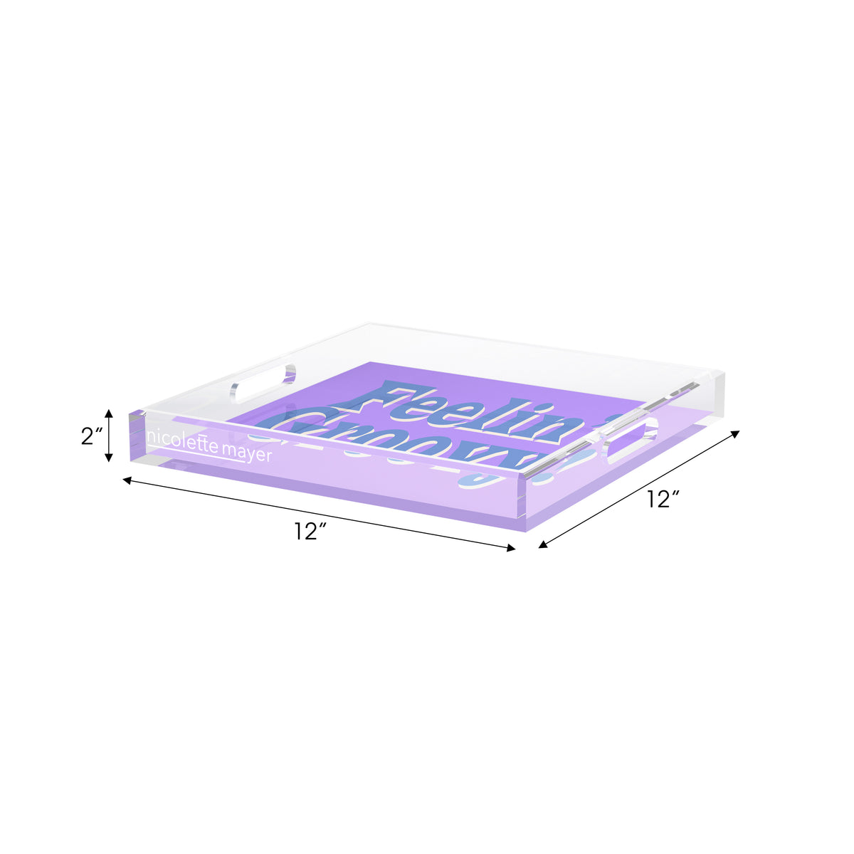 Feelin Groovy Purple Blue Celadon Acrylic Decorative Tray, 12 x 12 in. by Nicolette Mayer 