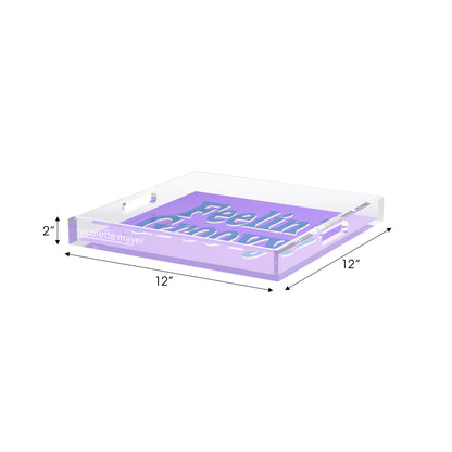 Feelin Groovy Purple Blue Celadon Acrylic Decorative Tray, 12 x 12 in. by Nicolette Mayer 