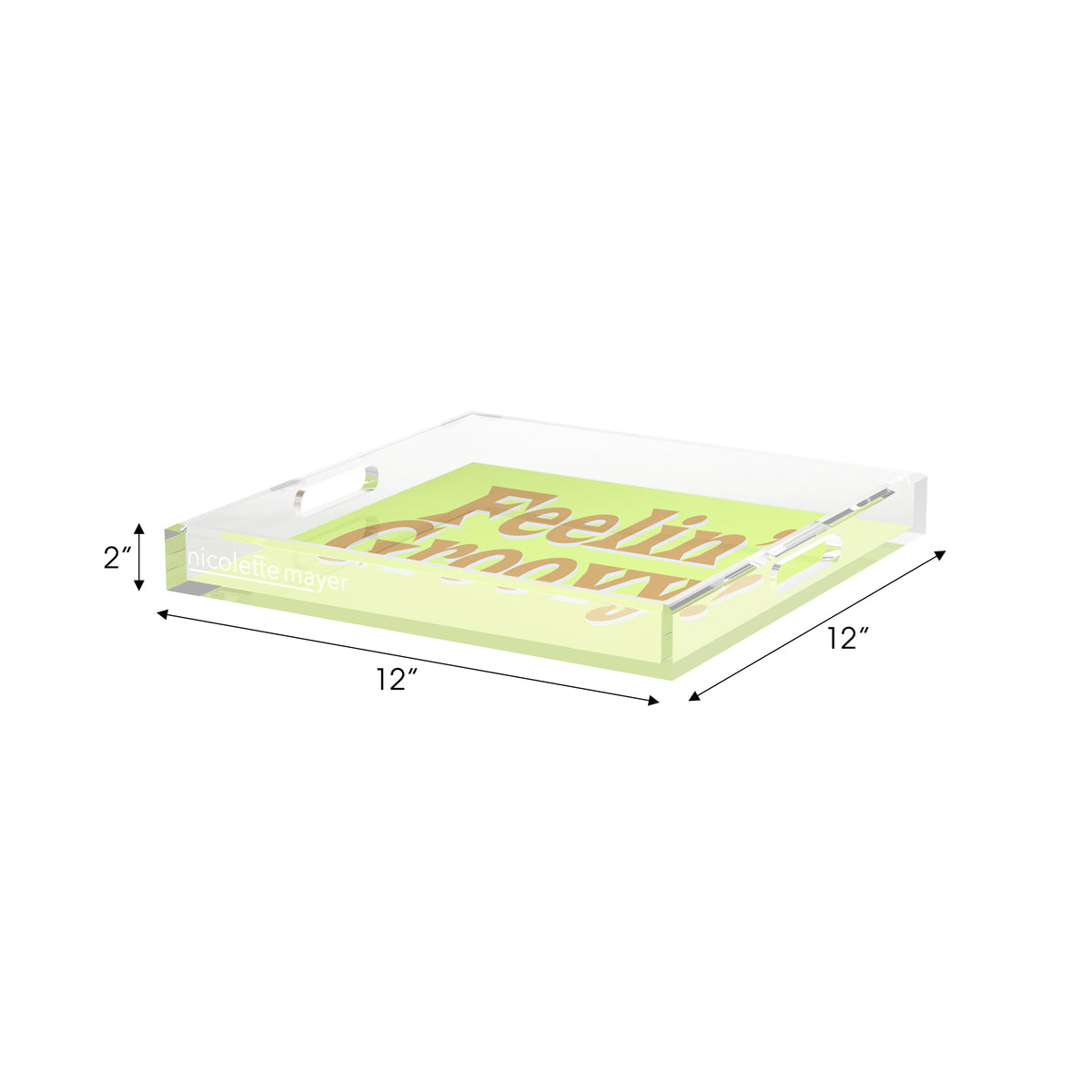 Feelin Groovy Yellow Brown Avocado Acrylic Decorative Tray, 12 x 12 in. by Nicolette Mayer 