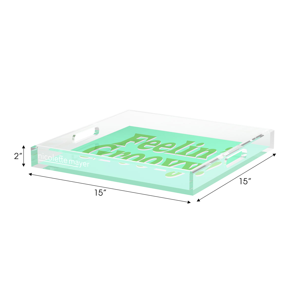 Feelin Groovy Green Pink Avocado Acrylic Decorative Tray, 15 x 15 in. by Nicolette Mayer 
