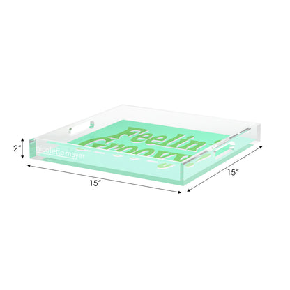 Feelin Groovy Green Pink Avocado Acrylic Decorative Tray, 15 x 15 in. by Nicolette Mayer 