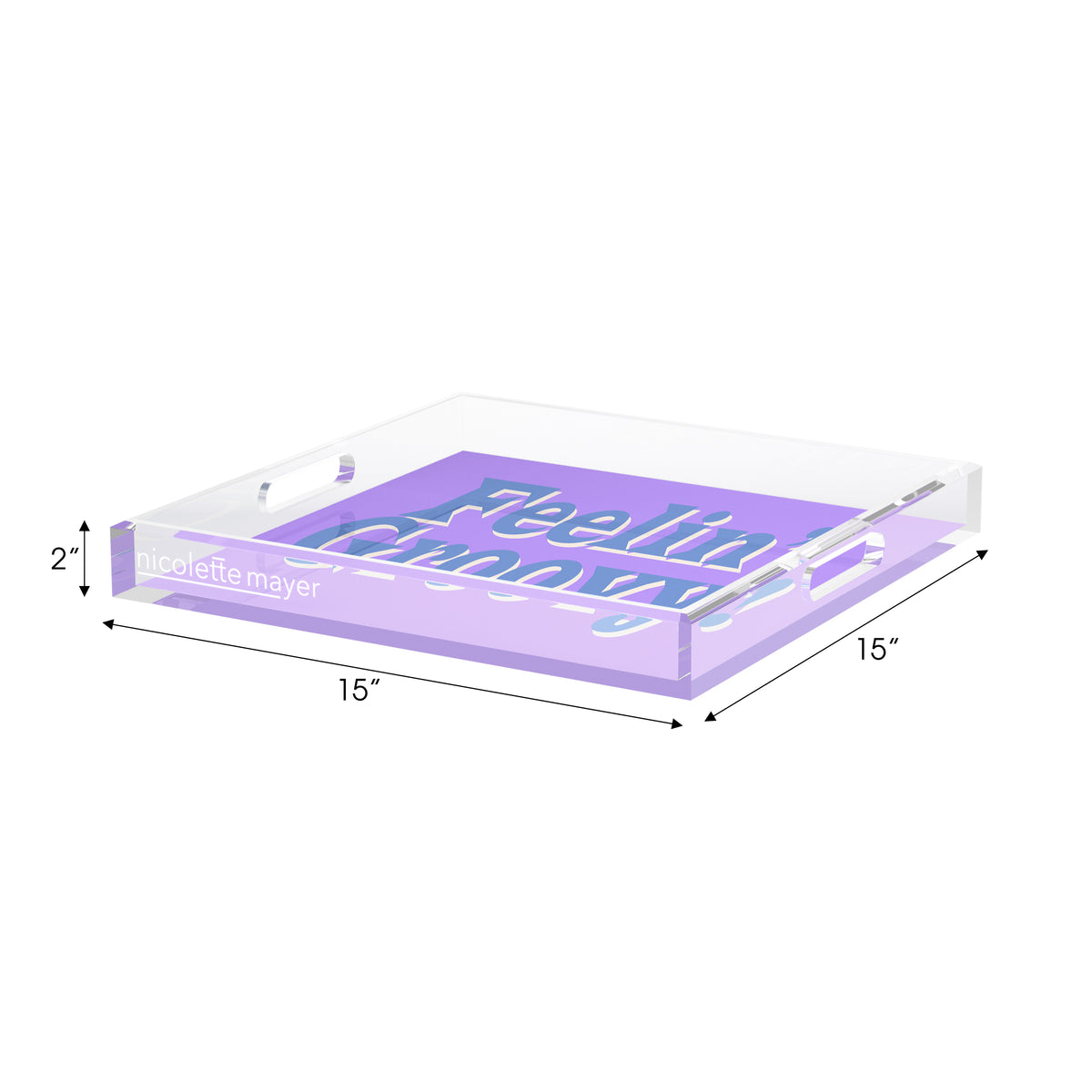 Feelin Groovy Purple Blue Celadon Acrylic Decorative Tray, 15 x 15 in. by Nicolette Mayer 