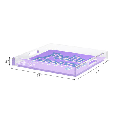 Feelin Groovy Purple Blue Celadon Acrylic Decorative Tray, 15 x 15 in. by Nicolette Mayer 