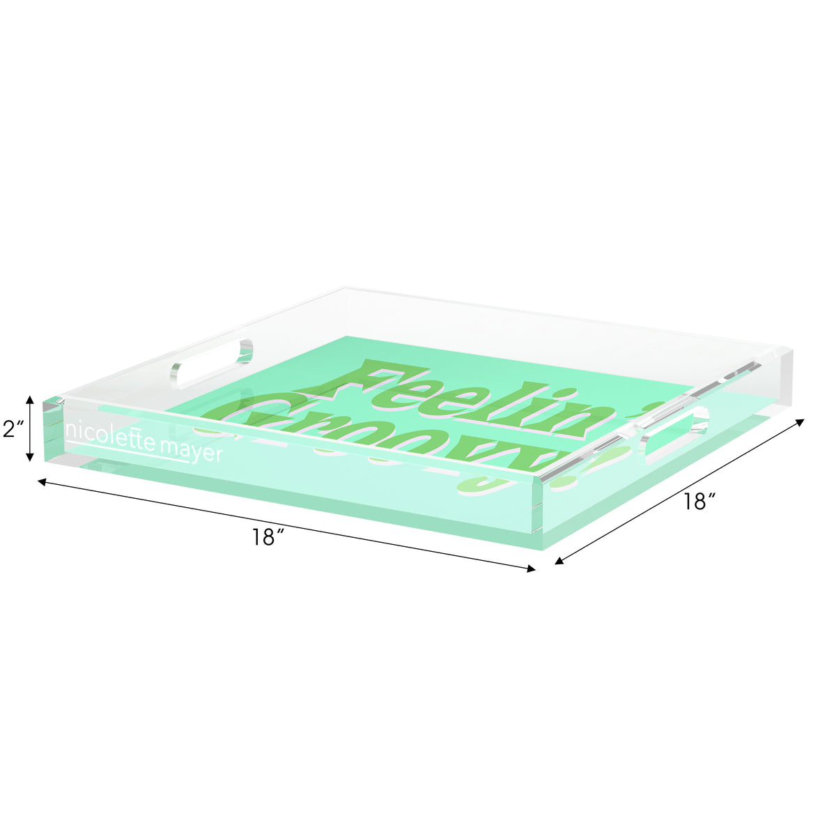 Feelin Groovy Green Pink Avocado Acrylic Decorative Tray, 18 x 18 in. by Nicolette Mayer 