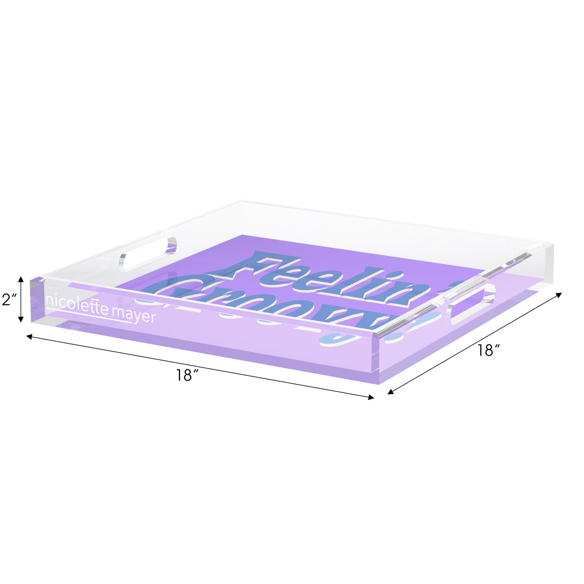 Feelin Groovy Purple Blue Celadon Acrylic Decorative Tray, 18 x 18 in. by Nicolette Mayer 
