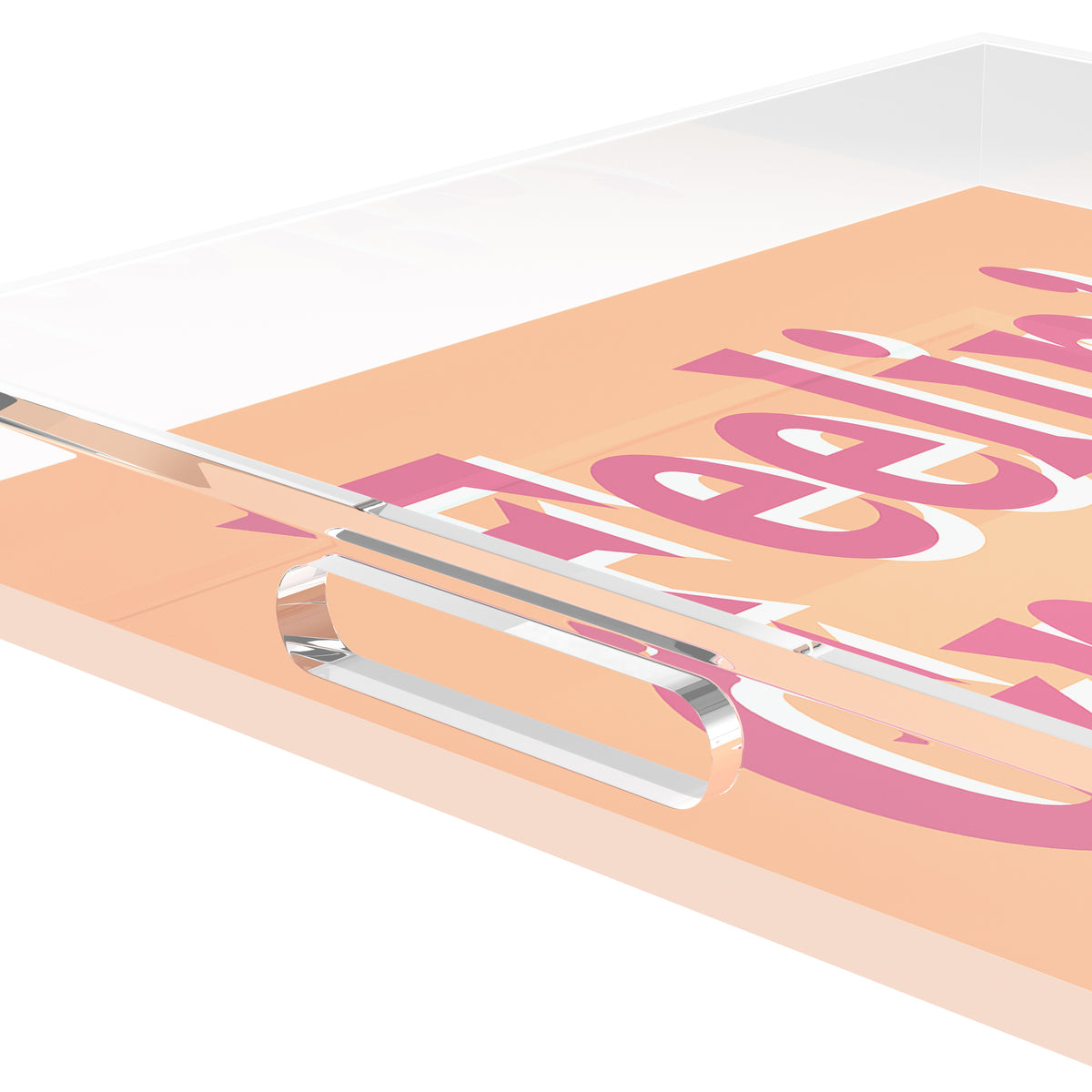 Feelin Groovy Peach Mauve Celadon Acrylic Decorative Tray, 12 x 12 in. by Nicolette Mayer 