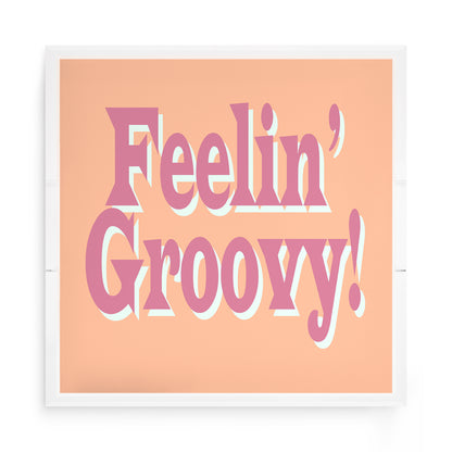 Feelin Groovy Peach Mauve Celadon Acrylic Decorative Tray, 15 x 15 in. by Nicolette Mayer 