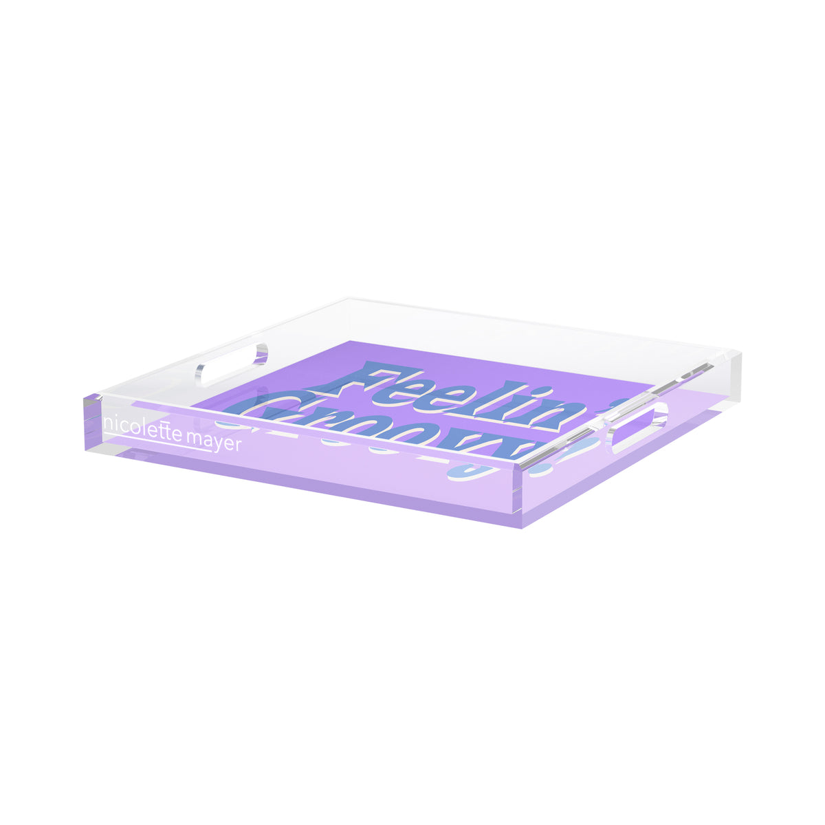 Feelin Groovy Purple Blue Celadon Acrylic Decorative Tray, 15 x 15 in. by Nicolette Mayer 