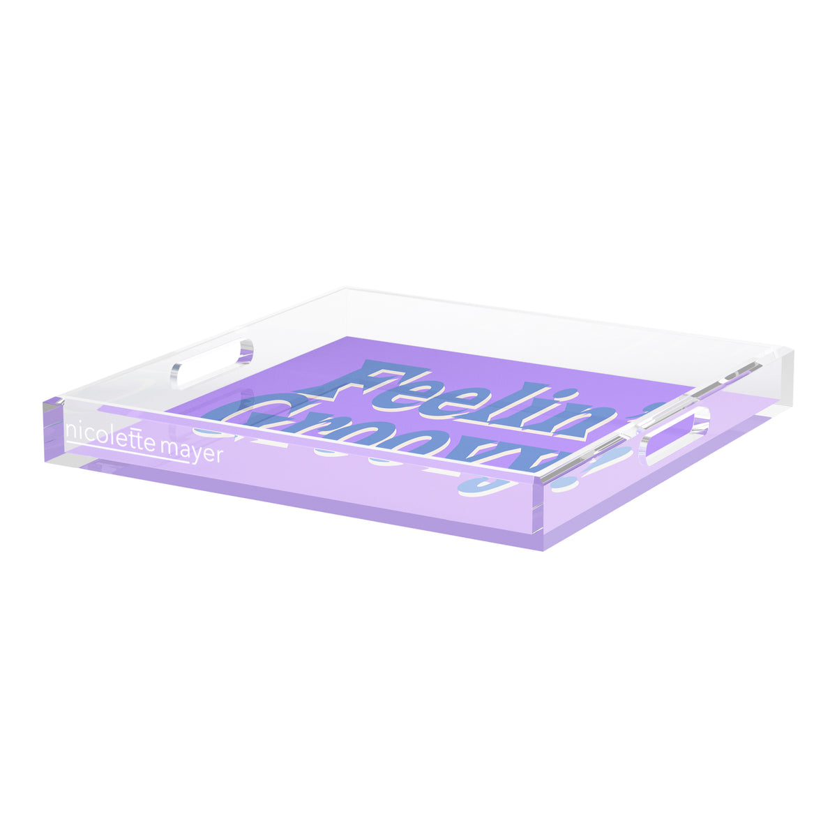 Feelin Groovy Purple Blue Celadon Acrylic Decorative Tray, 18 x 18 in. by Nicolette Mayer 