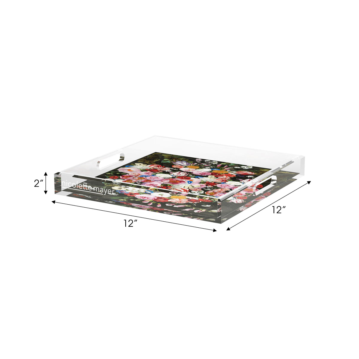 Festoon Flowers Acrylic Decorative Tray, 12 x 12 in. by Nicolette Mayer 