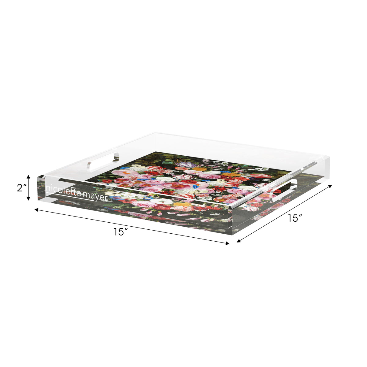 Festoon Flowers Acrylic Decorative Tray, 12 x 12 in. by Nicolette Mayer 