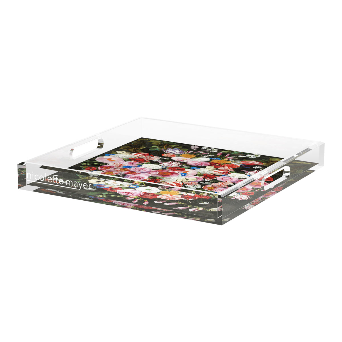 Festoon Flowers Acrylic Decorative Tray, 12 x 12 in. by Nicolette Mayer 