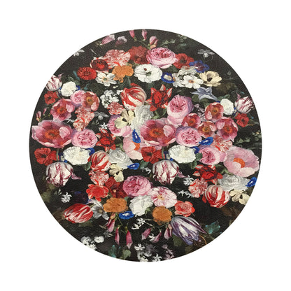 Festoon Flowers Vegan Leather Round Coasters