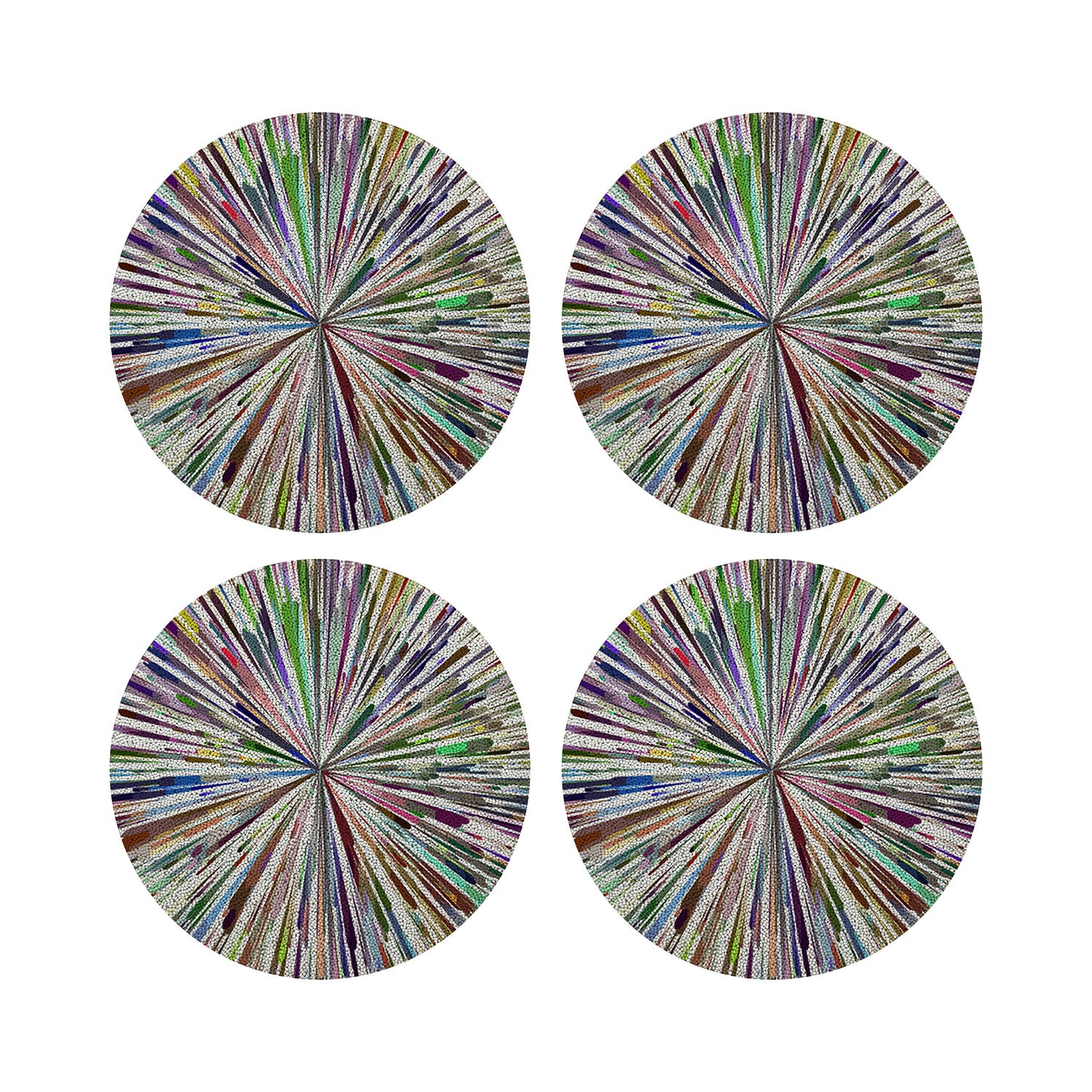 Fireworks White Round Beaded Placemat Smooth