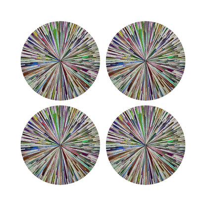 Fireworks White Round Beaded Placemat Smooth