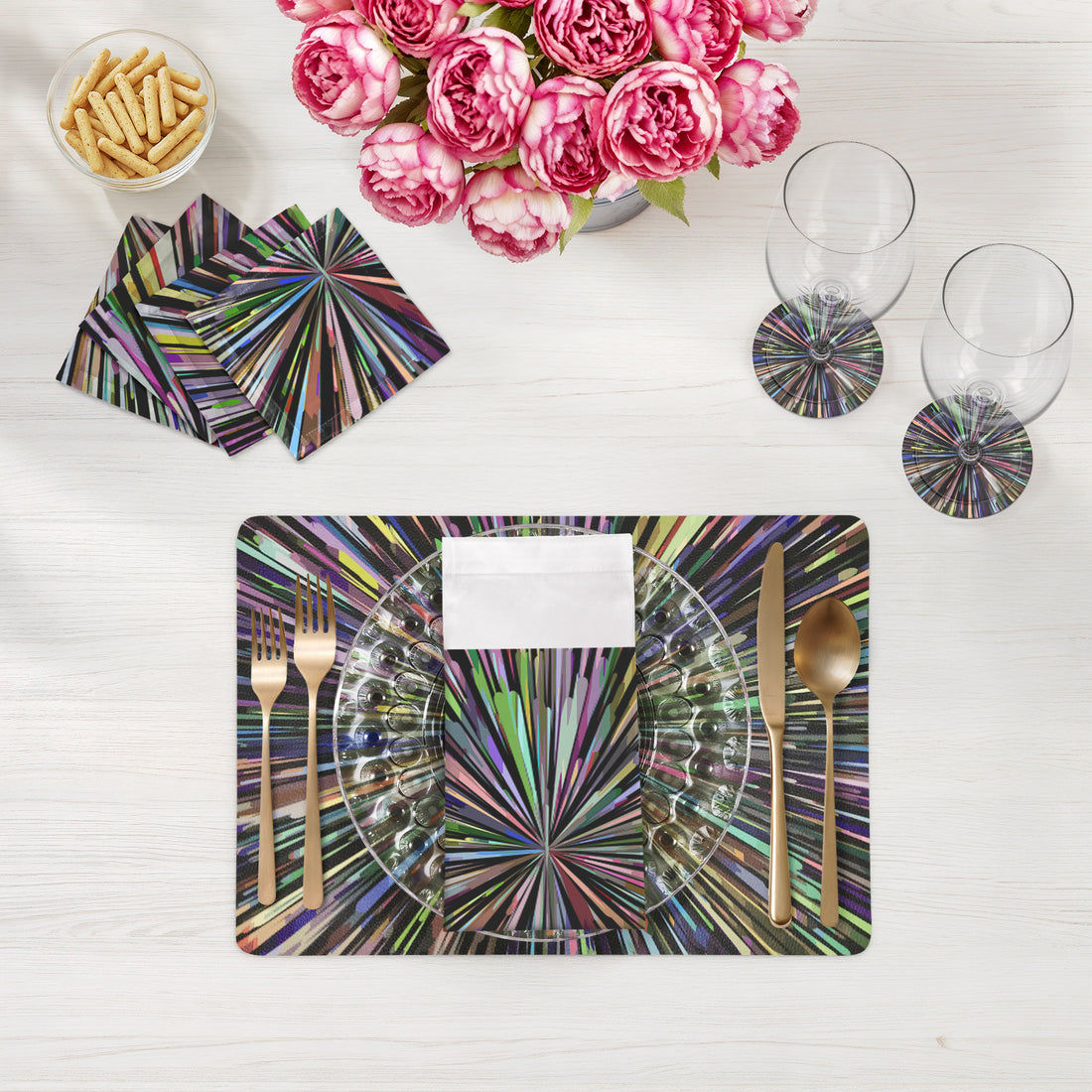 Sets de table rectangulaires Fireworks Black 17,5 po, lot de 4