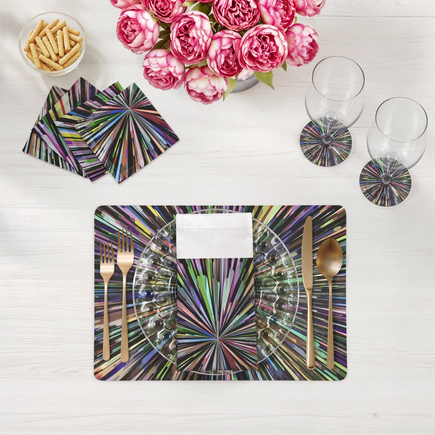 Sets de table rectangulaires Fireworks Black 17,5 po, lot de 4