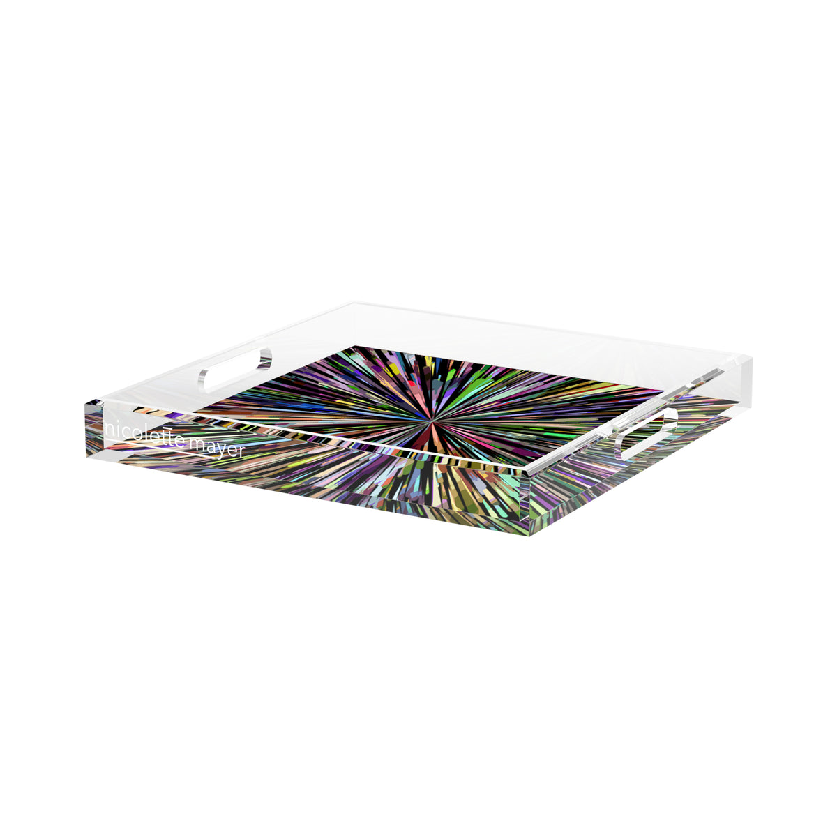 Fireworks Acrylic Square Decorative Tray, by Nicolette Mayer 