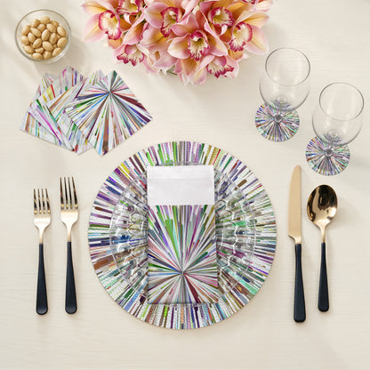 Fireworks White Cotton Sateen Cocktail Napkins - nicolettemayer.com