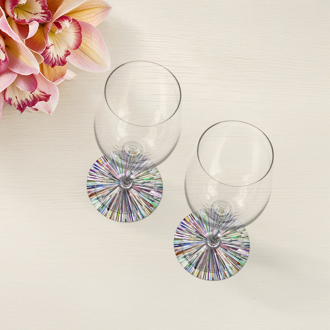 Fireworks White Vegan Leather Coasters - nicolettemayer.com