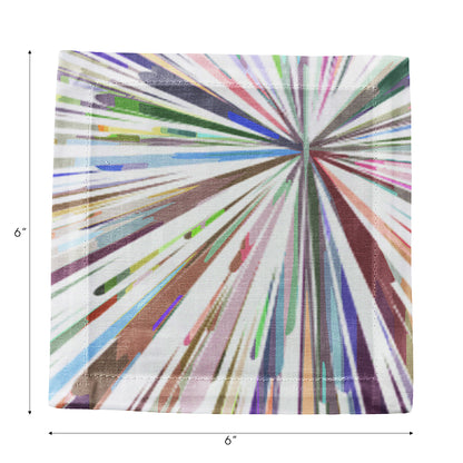 Fireworks White Cotton Sateen Cocktail Napkins - nicolettemayer.com