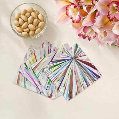 Fireworks White Cotton Sateen Cocktail Napkins - nicolettemayer.com