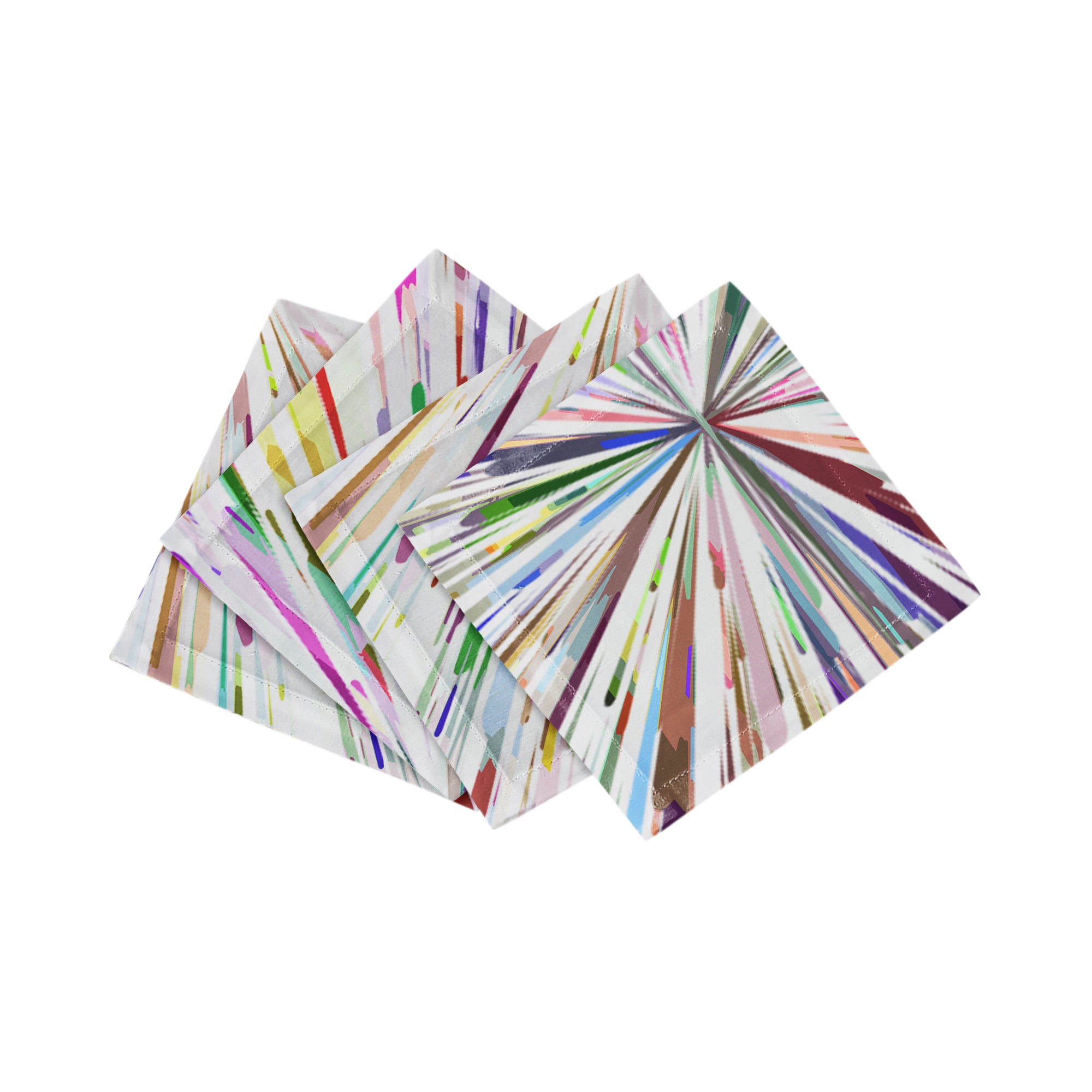 Fireworks White Cotton Sateen Cocktail Napkins - nicolettemayer.com