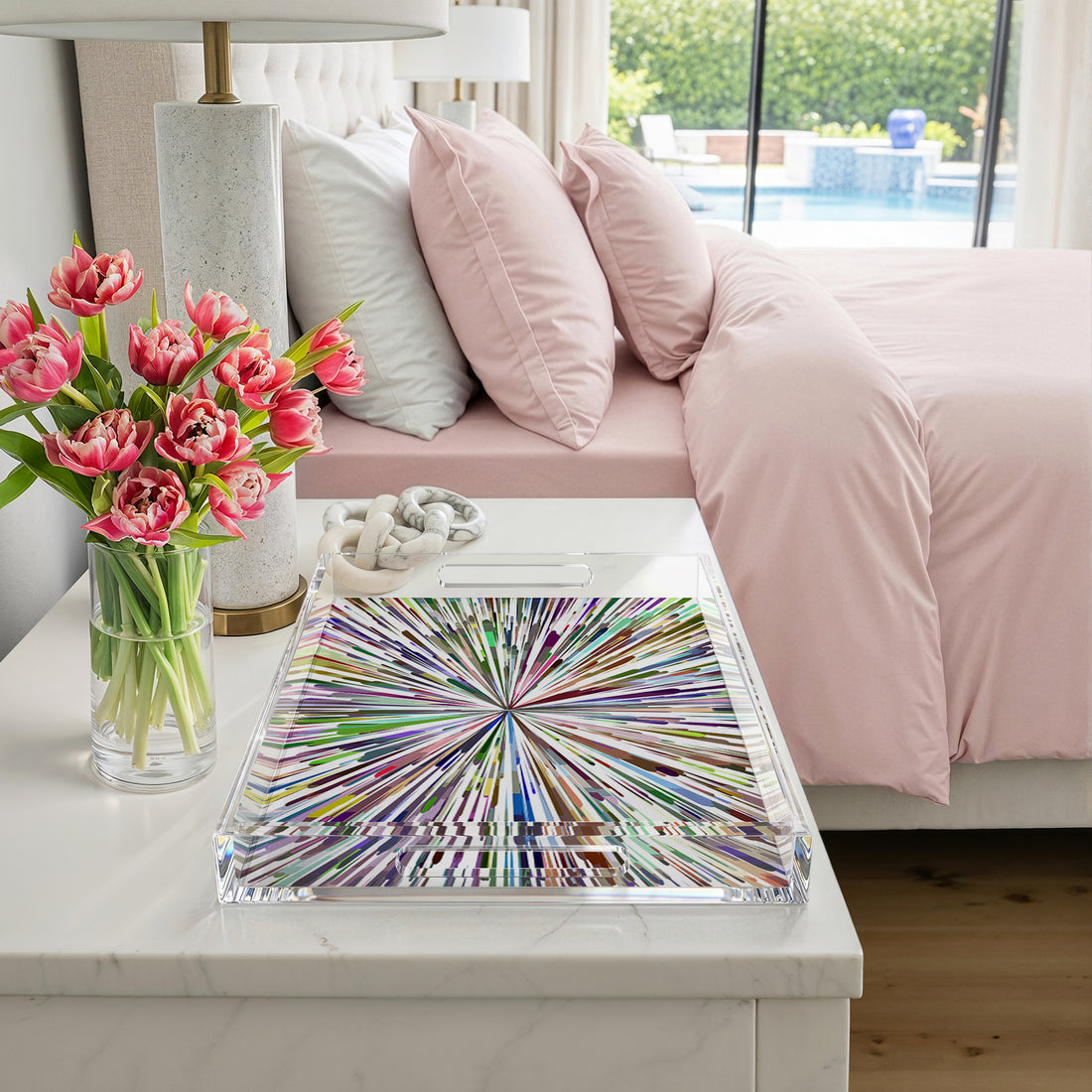 Fireworks White 22.5X14.5 Acrylic Tray - nicolettemayer.com
